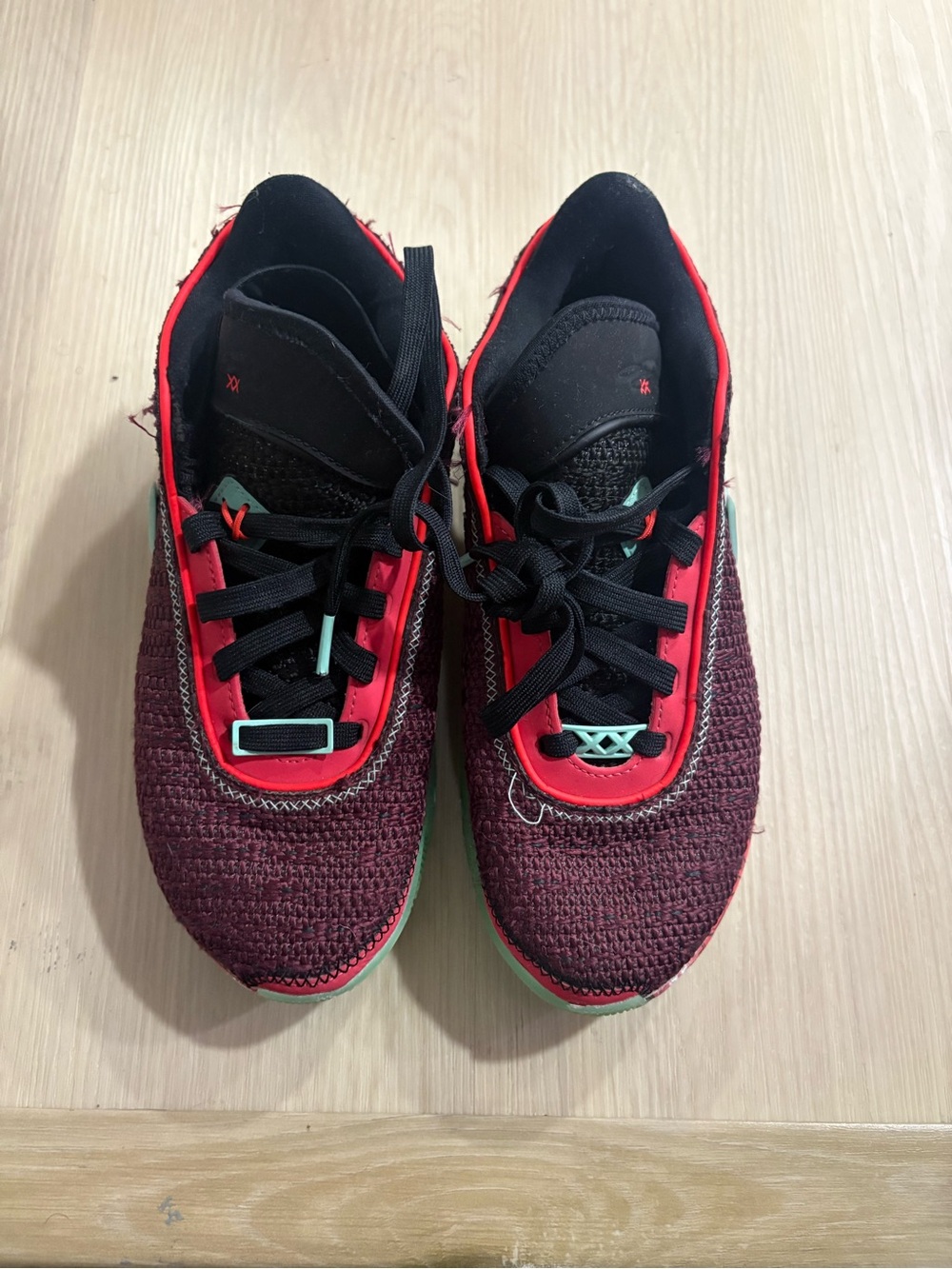 Nike Kids Burgundy Sneakers with Black and Red Accents